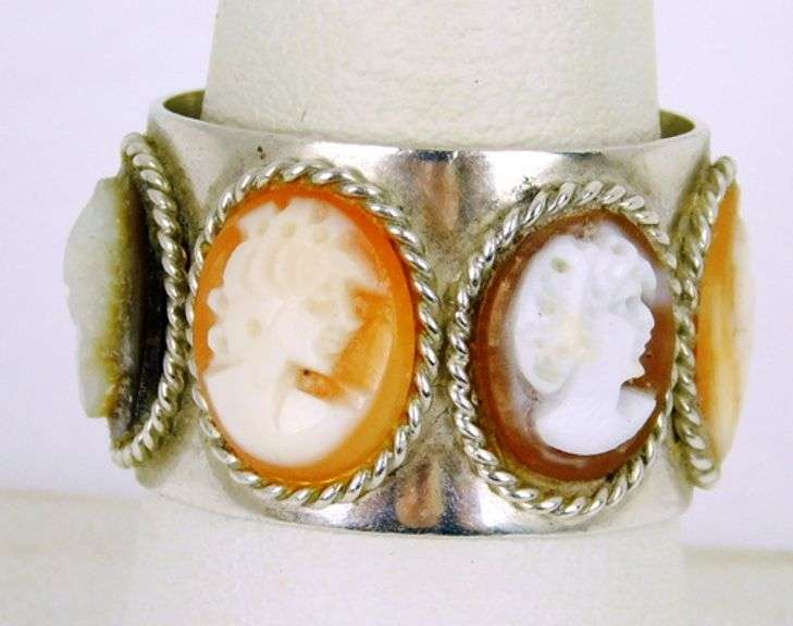 Italian Wide Sterling Cameo Ring, Size 9