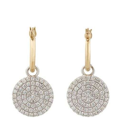 New 0.78ctw Pave Diamond Disc Drop Earrings in 14K