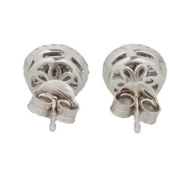 New 0.66ctw Round and Tapered Baguette Diamond Button Stud Earrings in 14K