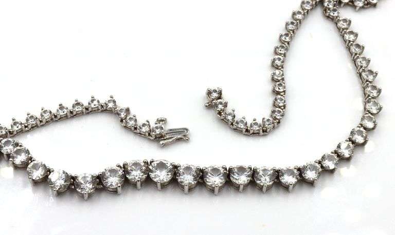 Set of 925 sterling silver crystal necklace and earrings