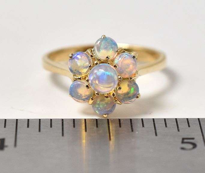 Stunning 14K Yellow Gold Opal Gemstone Ring