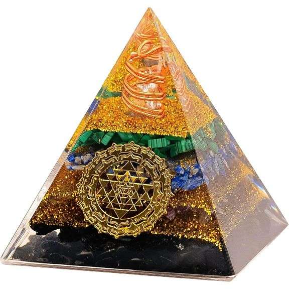 Pyramid with Amethyst, Lapis Lazuli, Malachite & Quartz