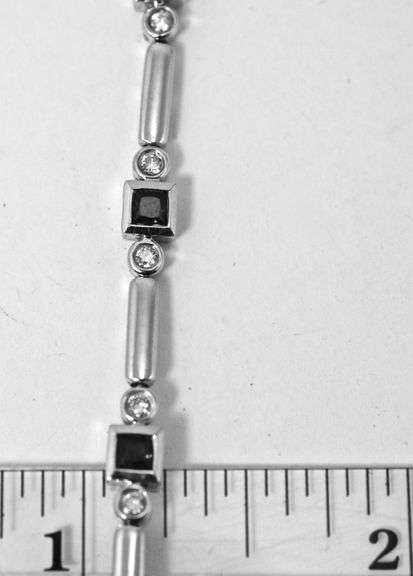 Contemporary 14K White Gold Sapphire & Diamond Bracelet