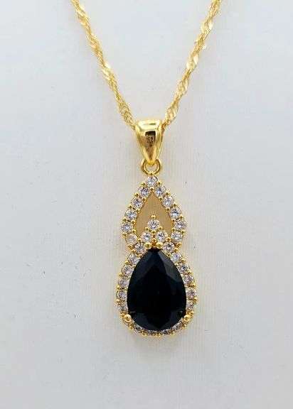 Amazing 18 Kt Gold Plate Simulated Black Diamond Jewelry Set