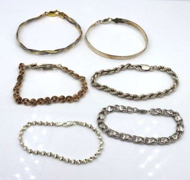 Group lot of 6 vintage 925 sterling silver bracelets