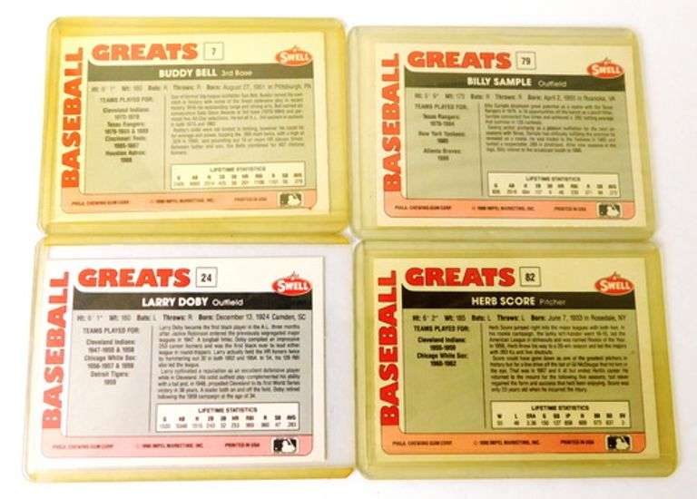 4 Swell 1990 Greats Baseball Cards