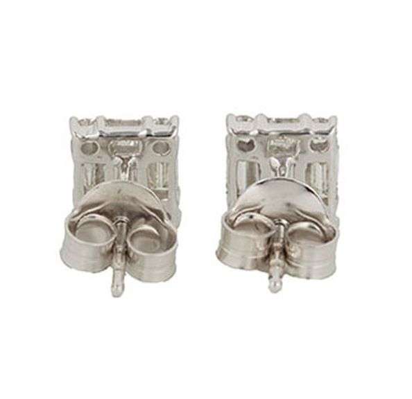 New 0.94ctw Round and Baguette Diamond Mosaic Rectangle Stud Earrings in 14K