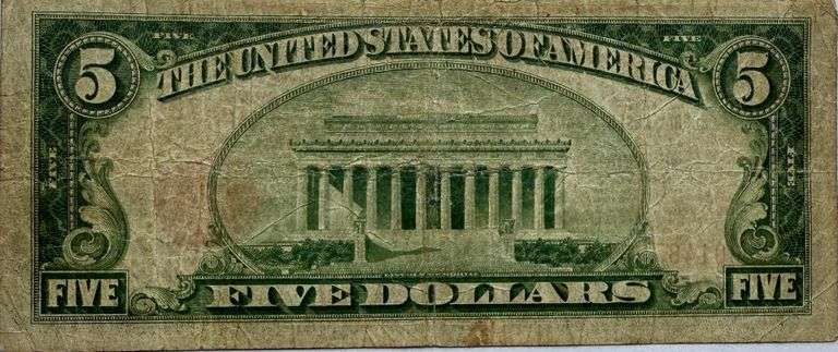 $5 Fed Bank New York NY 1929 National Currency Note