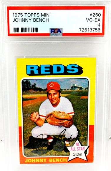 1975 Johnny Bench Topps Mini Baseball Card, 4VG-EX