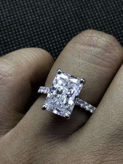 14K White Gold Radiant Cut Lab Diamond Ring
