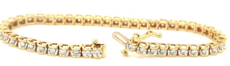 14kt Yellow gold 1.90ctw diamond tennis bracelet
