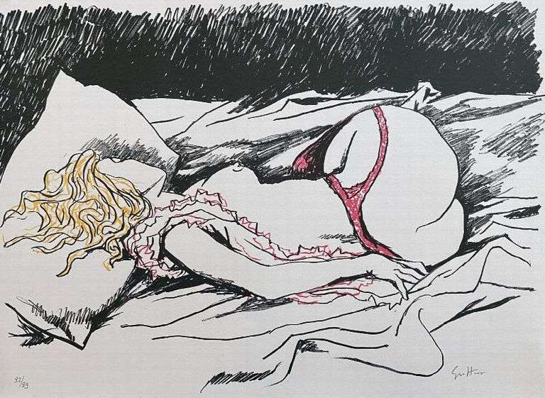 Magnificent collection of erotica by Musatti Cesare. Erotic drawings Guttuso, deluxe edition, Signed