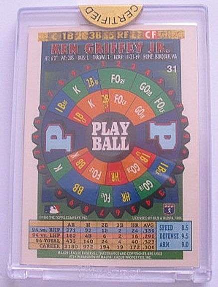 1995 BAZOOKA KEN GRIFFEY JR THE GEM COLLECTION 1 OF 1 CARD