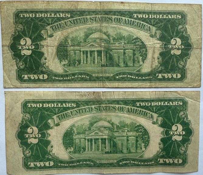 Two 1928 D Red Seal US Notes