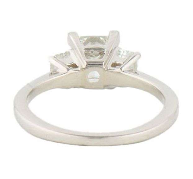 1.65ctw Princess and Emerald Cut Diamond Three Stone Engagement Ring in Platinum