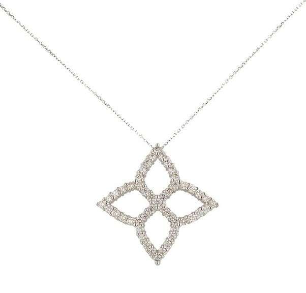 New 1.89ctw Diamond Clover Blossom Pendant Necklace in 14K
