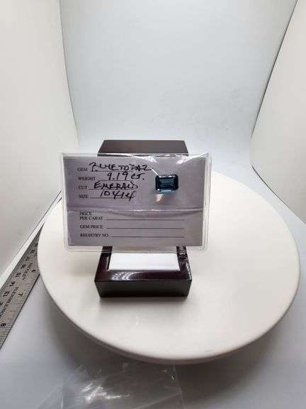 9.19ct emerald cut blue Topaz