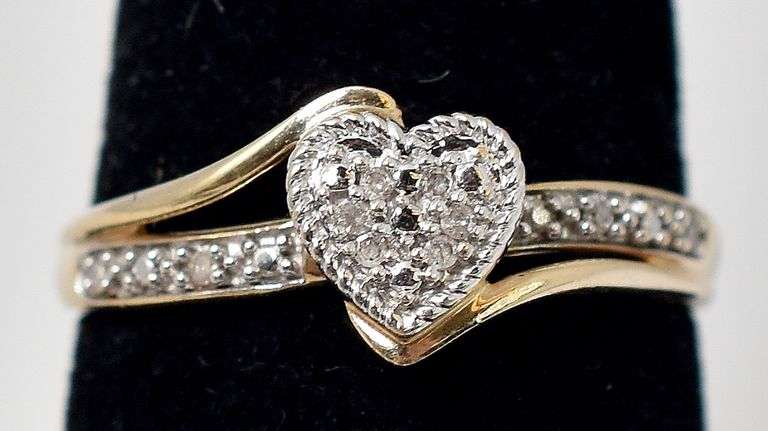 Dazzling 10K Yellow Gold Heart Diamond Cluster Ring