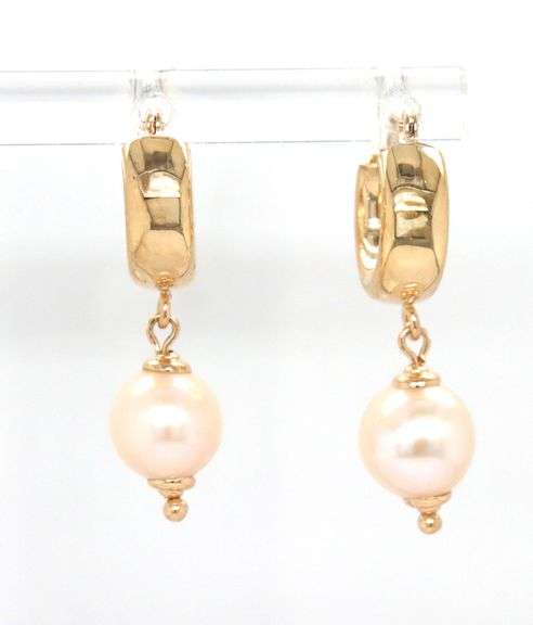 14kt Yellow gold pearl drop earrings