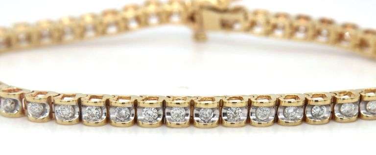 14kt Yellow gold 1.90ctw diamond tennis bracelet