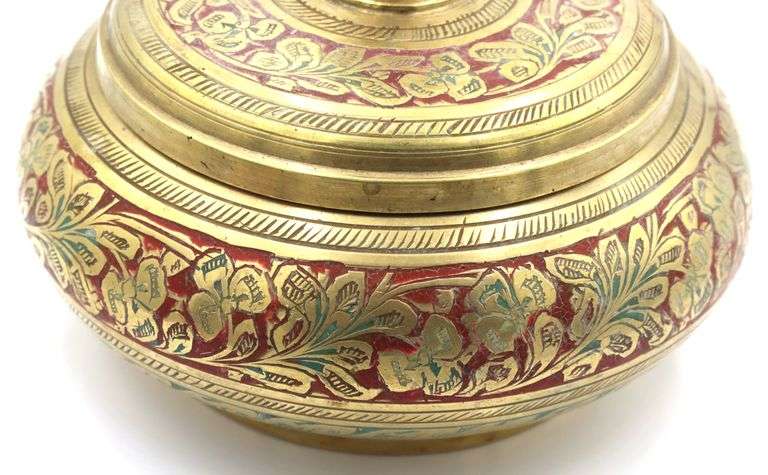 Vintage Indian brass lidded spice jar pot