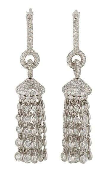 5.00ctw Diamond Pave and Bezel Set Tassel Dangle Earrings in Platinum