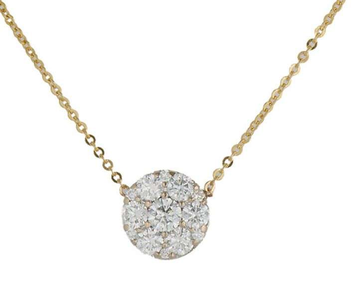 1.25ctw Round Diamond Cluster Circle Pendant Necklace in 14K