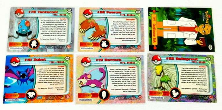 6 Pokémon 1998 TV Animation Edition Trade Cards