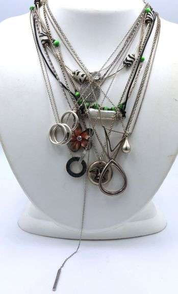 Group lot of 12 vintage 925 sterling silver necklaces