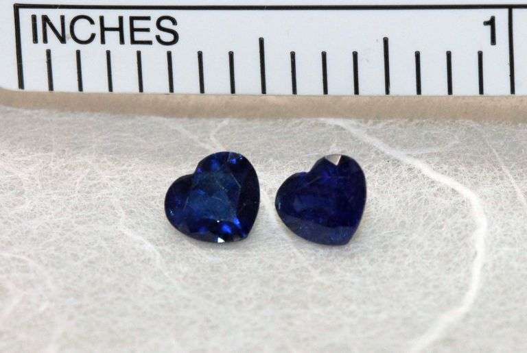 Romantic True Blue Sapphire Heart Pair