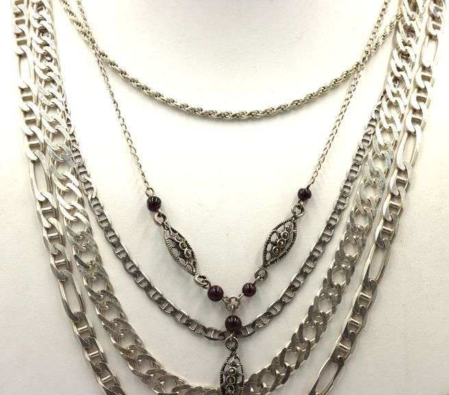 Group lot of 5 Vintage 925 sterling silver chains