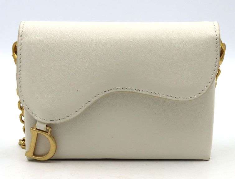Italian off white leather small wallet belt bag