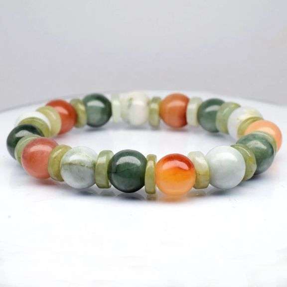 Real! 177.24ct multi-color Burmese Jade bracelet!!!