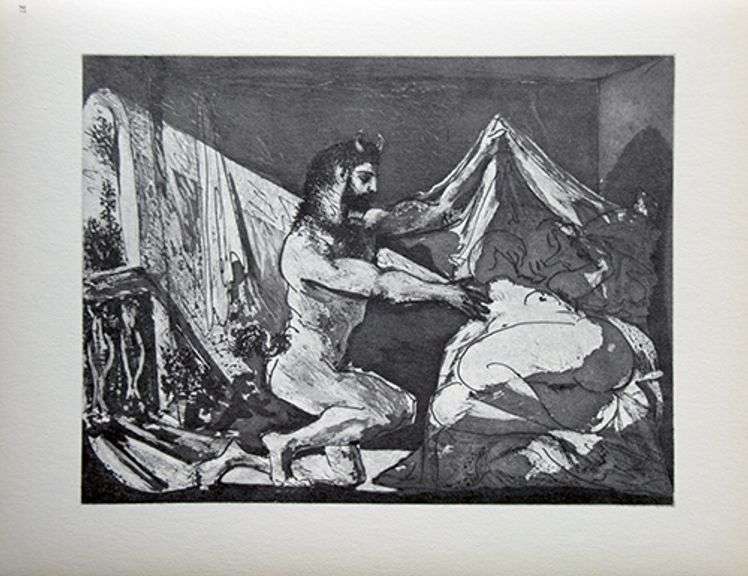 PABLO PICASSO, SATYR AND SLEEPING WOMAN