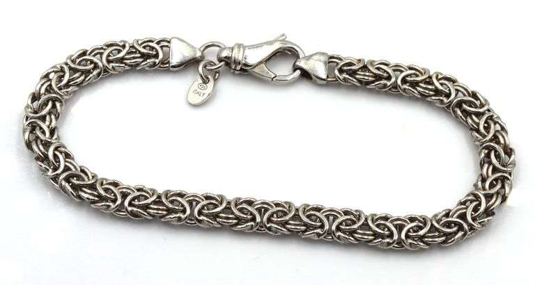 Set of Italian 925 sterling silver Byzantine necklace and bracelet