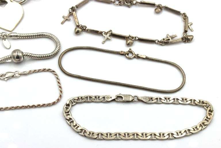 Group lot of 8 vintage 925 sterling silver bracelets