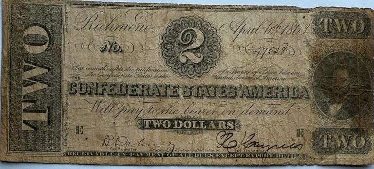 $2 CSA Note April 6 1863 Series.