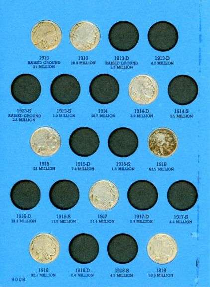 Album of 39 Different Full Date Buffalo Nickels