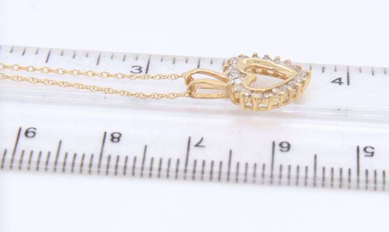 14kt Yellow Gold Heart Shaped Diamond Pendant on Chain