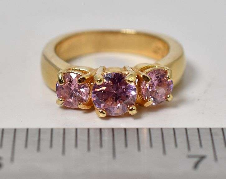 Pink Topaz Gemstone Ring in Vermeil Sterling Silver