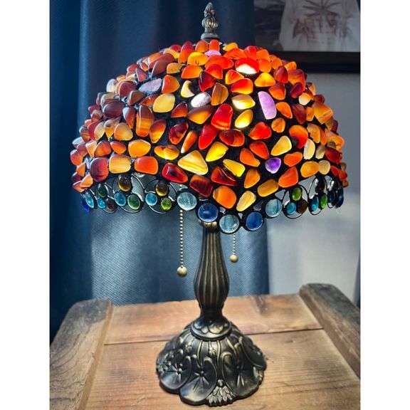 Agate Amber Stained Glass Table Lamp
