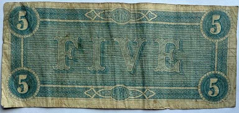 $5 CSA Note Feb 17 1864 Series.