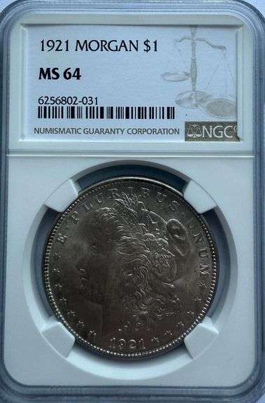 Lightly Toned 1921 NGC MS 64 Morgan Dollar