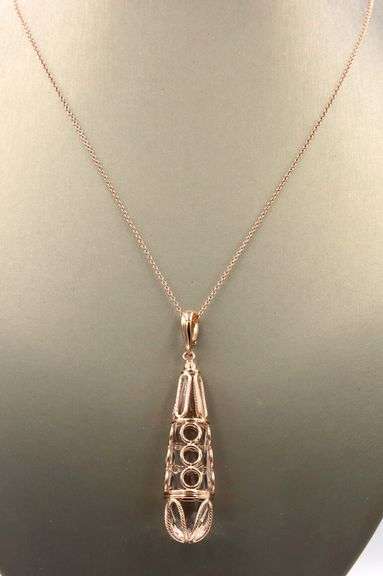 14kt Rose gold dangle pendant on chain
