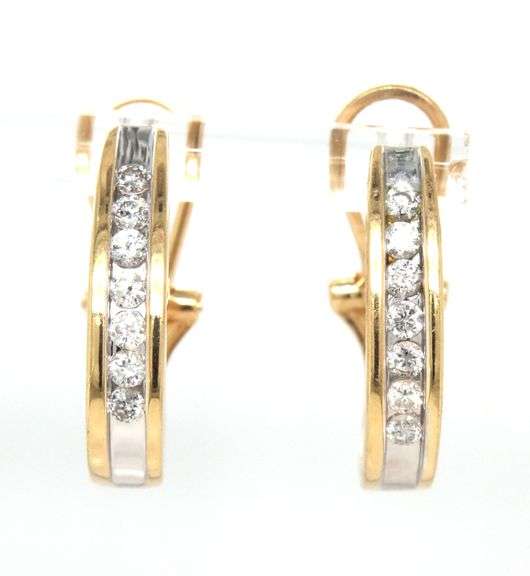 14kt Yellow gold 0.40ctw channel set diamond hoop earrings