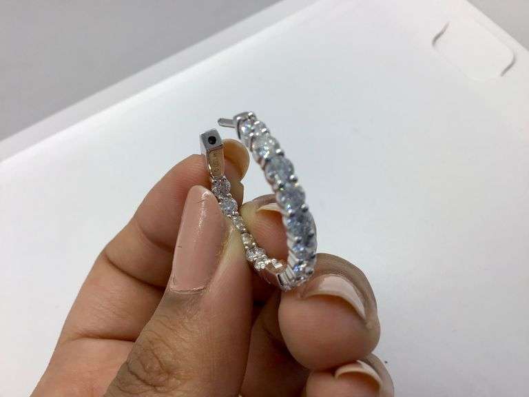 14K Yellow Gold Round Brilliant Cut Lab Diamond Hoops