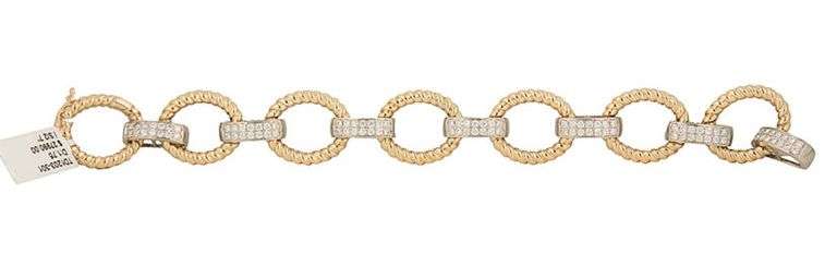 New 1.75ctw Round Diamond Two Tone Oval Roped Link Bracelet in 14K