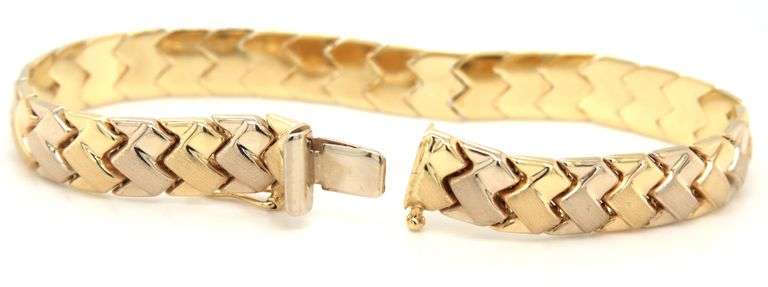 Lovely 14K YG High Polish & Textured Stampatto Bracelet