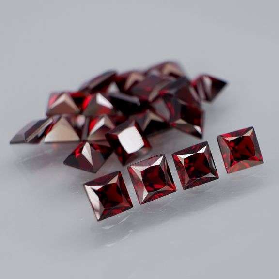 Impressive! 16.84ct princess cut cherry red Garnet set!