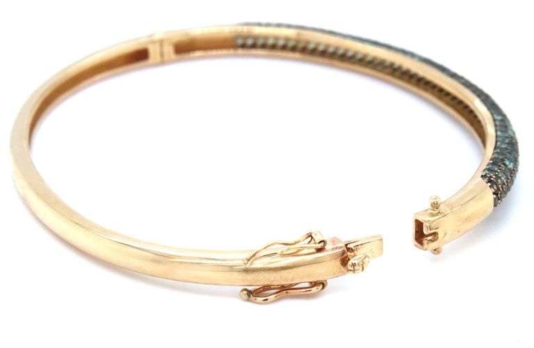 14kt Yellow gold Alexandrite pave bangle bracelet
